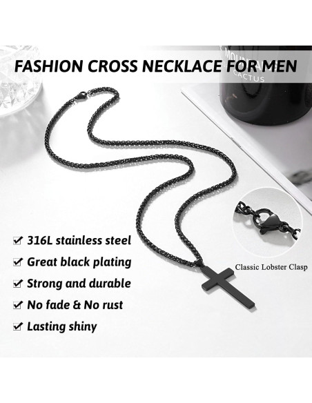 Collar Cruz PINKDODO para Hombres 61cm Acero Inoxidable