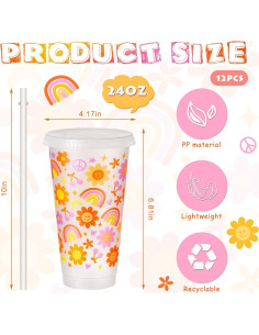 Uiifan 12 Vasos de Plástico Reutilizables 710ml Groovy 2