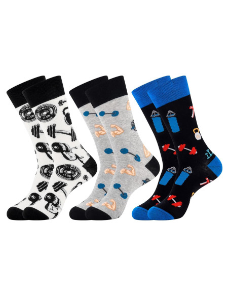 Calcetines Divertidos para Hombres Moyel - Paquete de 3 Multicolor Fitness