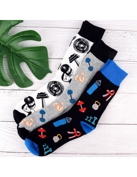 Calcetines Divertidos para Hombres Moyel - Paquete de 3 Multicolor Fitness
