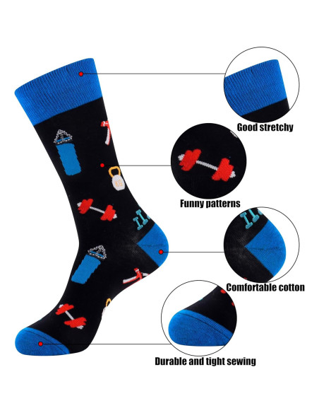 Calcetines Divertidos para Hombres Moyel - Paquete de 3 Multicolor Fitness