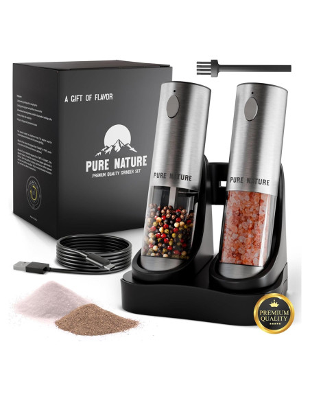 Juego de Molinillos de Sal y Pimienta Pure Nature Recargable