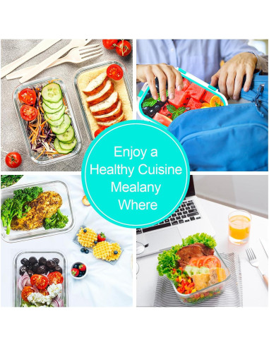 VERONES 10 Pack Contenedores de Vidrio Herméticos 1.01L y 0.35L