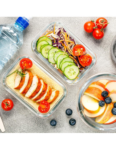 VERONES 10 Pack Contenedores de Vidrio Herméticos 1.01L y 0.35L