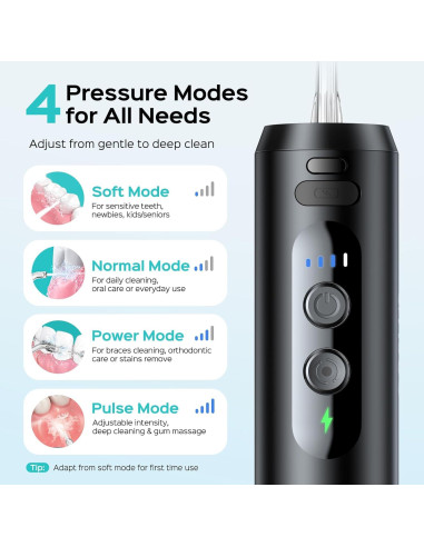 Irrigador Oral Inalámbrico COSLUS T40 Mini Portátil Negro