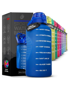 Botella de Agua Motivacional 2.2L con Pajilla y Tapa Abatible