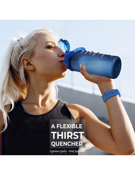 Botella de Agua Motivacional 2.2L con Pajilla y Tapa Abatible