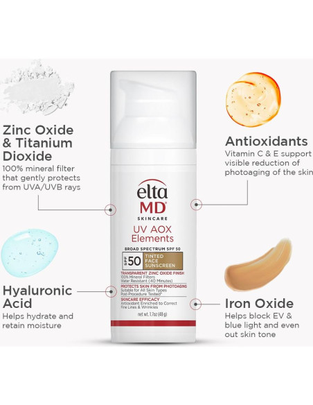 Loción Solar Mineral Tinte EltaMD SPF 50 48.2g Piel Sensible