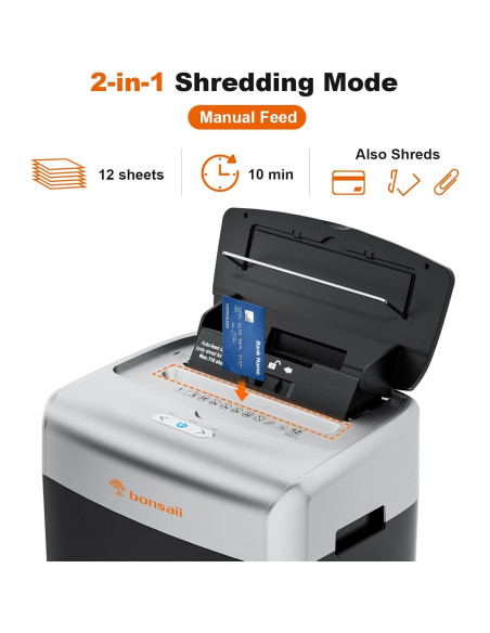 Destructora de papel Bonsaii 110 hojas automática P-4 seguridad Destructora de papel Bonsaii 110 hojas automática P-4 seguridad