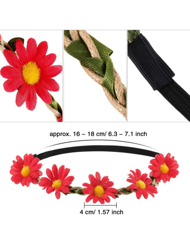 Conjunto Disfraz Hippie 24 Piezas Bememo con Diademas y Gafas