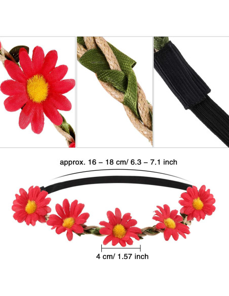 Conjunto Disfraz Hippie 24 Piezas Bememo con Diademas y Gafas