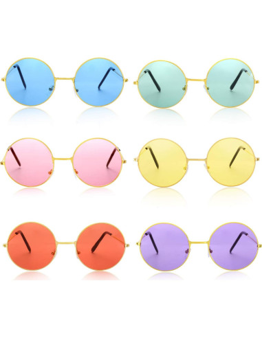 Conjunto Disfraz Hippie 24 Piezas Bememo con Diademas y Gafas