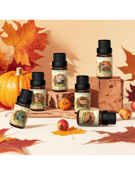 Set de Aceites Esenciales de Otoño WUSEONY 6x10ml Aromaterapia
