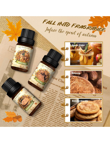 Set de Aceites Esenciales de Otoño WUSEONY 6x10ml Aromaterapia