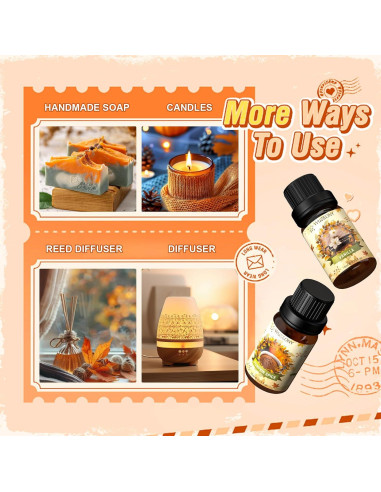 Set de Aceites Esenciales de Otoño WUSEONY 6x10ml Aromaterapia
