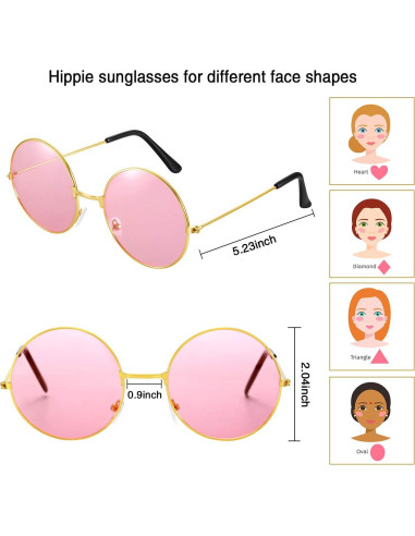 Conjunto Disfraz Hippie 24 Piezas Bememo con Diademas y Gafas