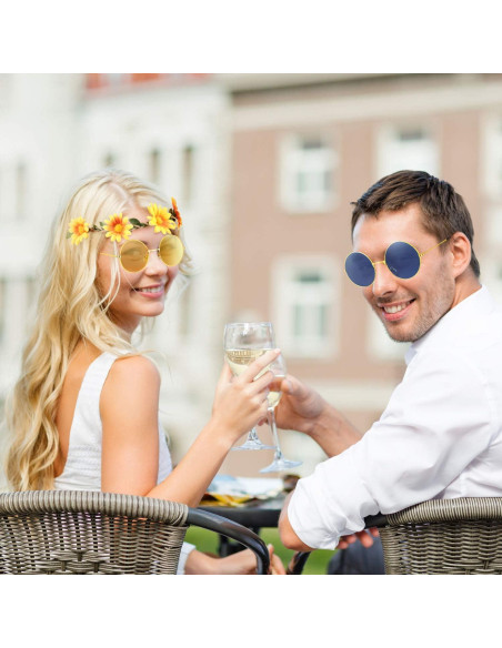 Conjunto Disfraz Hippie 24 Piezas Bememo con Diademas y Gafas