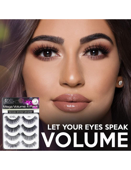 Pestañas Postizas Ardell Mega Volume 251 - 4 Pares Reutilizables