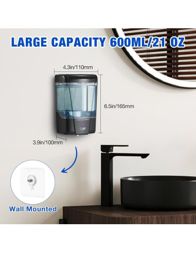 Paquete de 4 Dispensadores Automáticos de Jabón VZZNN 600 ml