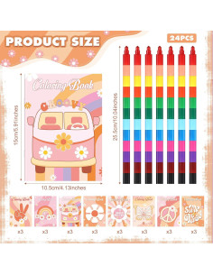 Set de Libros para Colorear Hippie Boho Funrous con Crayones 2