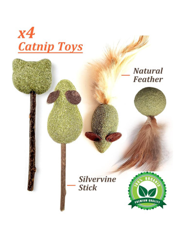 Paquete de 12 Juguetes de Hierba Gatera Kidpet - Orgánicos y Seguros