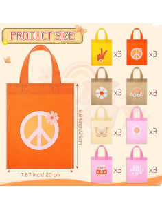24 Bolsas de Regalo Hippie Retro Lincia 25x20 cm para Fiesta 2