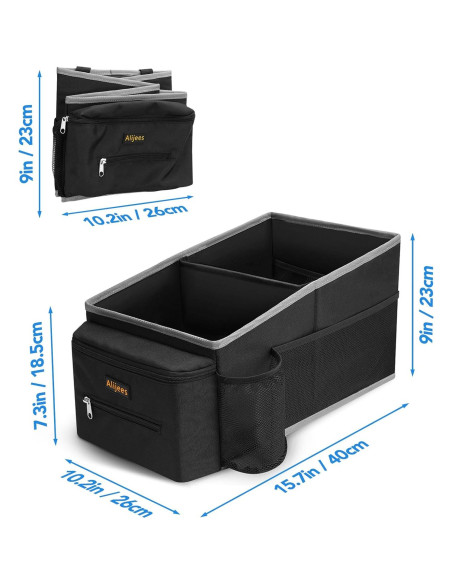 Organizador de Asiento de Coche Alijees Negro con Portavasos Organizador de Asiento de Coche Alijees Negro con Portavasos