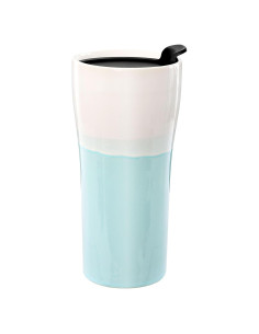 Taza de cerámica aislada Kopmath 15 oz con tapa azul