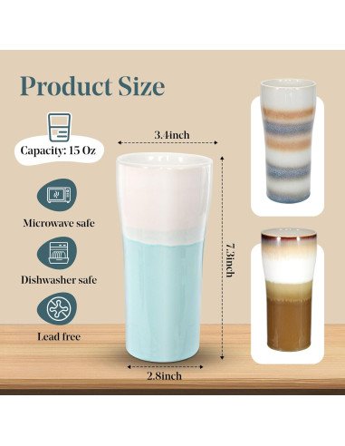 Taza de cerámica aislada Kopmath 15 oz con tapa azul