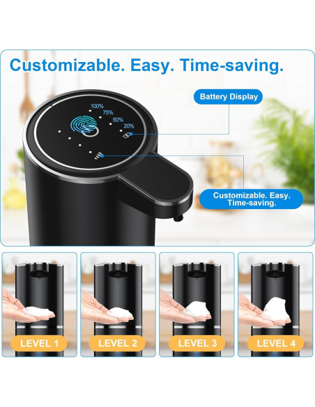 Dispensador Automático de Jabón Espumoso Fantictas 380ml Negro