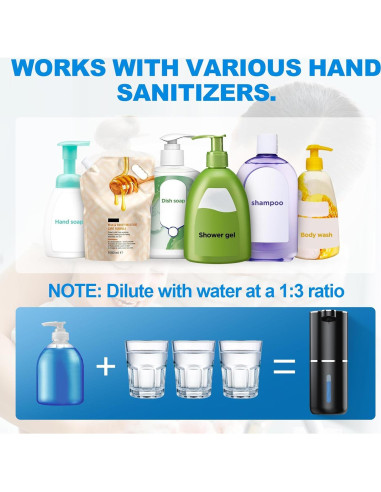 Dispensador Automático de Jabón Espumoso Fantictas 380ml Negro