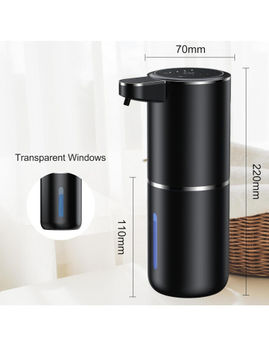 Dispensador Automático de Jabón Espumoso Fantictas 380ml Negro