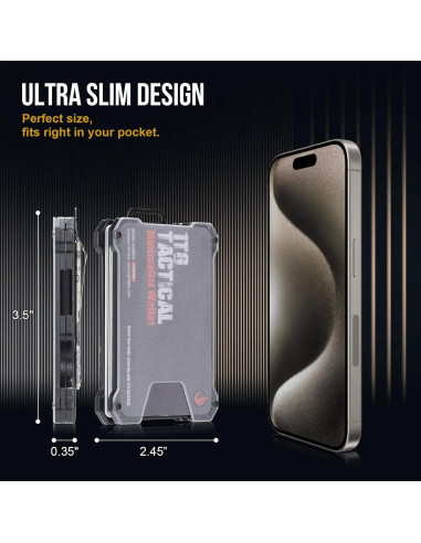 Billetera Slim Minimalista 1T Tactical Bloqueadora RFID Negra