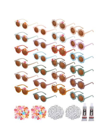Kanayu Kit de Gafas de Sol DIY para Niños 24 Piezas Colores Vivos