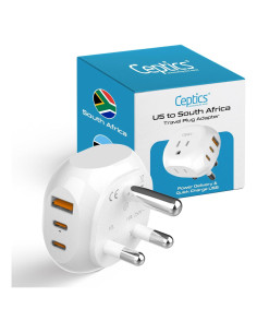 Adaptador de Viaje Ceptics Tipo M Sudáfrica 5 Entradas USB-C