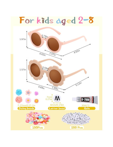 Kanayu Kit de Gafas de Sol DIY para Niños 24 Piezas Colores Vivos