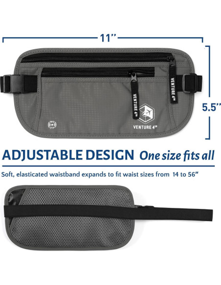 Cinturón de Dinero VENTURE 4TH con Bloqueo RFID - Gris