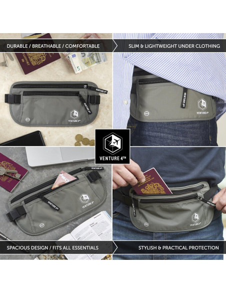 Cinturón de Dinero VENTURE 4TH con Bloqueo RFID - Gris