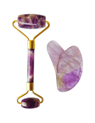 Rodillo de Masaje Facial y Gua Sha Amatista Antienvejecimiento