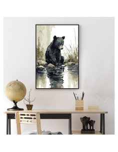 Kit de Pintura por Números Enmarcado Yezavesu Oso 20x30 cm 2