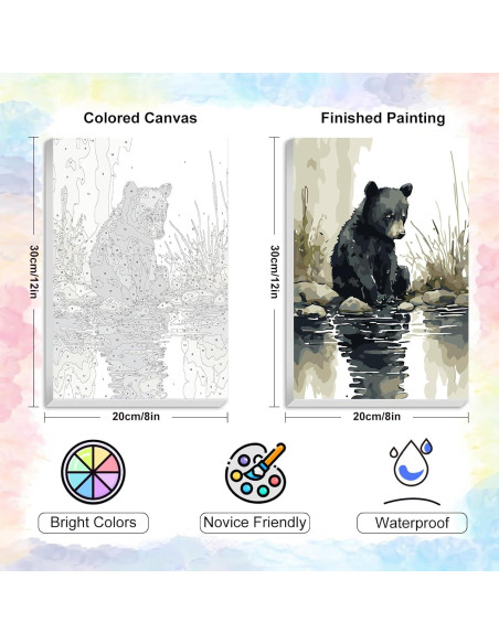 Kit de Pintura por Números Enmarcado Yezavesu Oso 20x30 cm