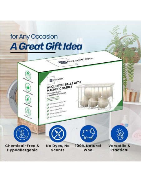 Pelotas de Secadora de Lana ENUKYCOM 6 Pcs + Soporte Magnético