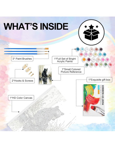 Kit de Pintura por Números Enmarcado Yezavesu Oso 20x30 cm