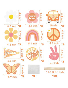 Centros de Mesa Retro Hippie Boho A1diee - 30 Piezas Multicolor 2