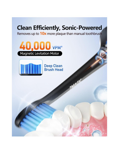 Cepillo de dientes eléctrico 7MAGIC D36 Negro, 5 modos, 90 días uso