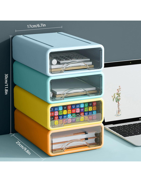 Organizador de Escritorio Apilable ZZFENGKR 4 Cajones Plástico