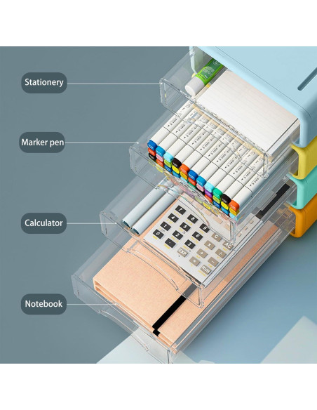 Organizador de Escritorio Apilable ZZFENGKR 4 Cajones Plástico