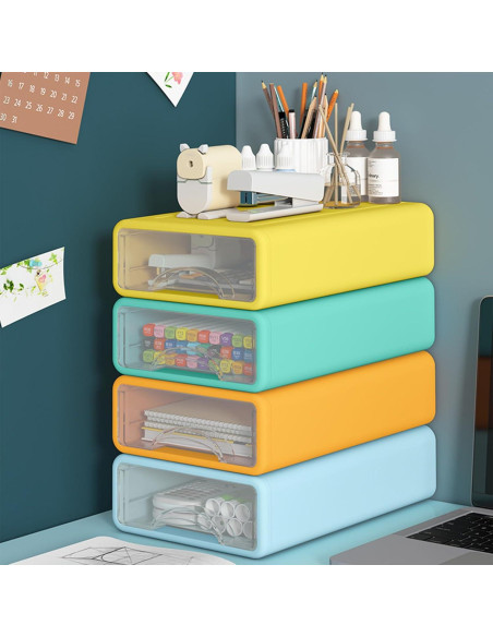 Organizador de Escritorio Apilable ZZFENGKR 4 Cajones Plástico