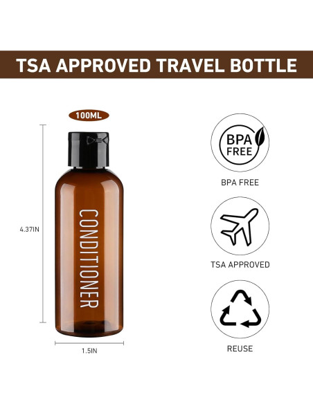 Botellas de Viaje Wowang 4 Pack 100ml Aprobadas por TSA