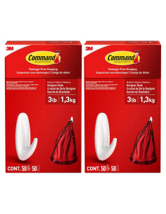 Ganchos Medianos Command 3M - 50 Ganchos y 50 Tiras Adhesivas